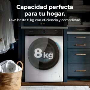 Cecotec Lavatrice a Carica Frontale 8Kg Bolero DressCode 8110 Inverter. 1200RPM, 11 Programmi, Basso Consumo, Motore Inverter Plus, Steam Max, Drum Clean, Rapido 15', Delay Start, KidLock