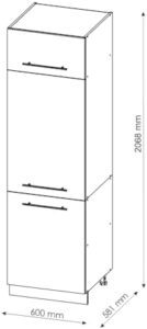 Vicco Armadio frigorifero Fame-Line da 60 cm, Bianco lucido, dotato di spazio di magazzino e conservazione.