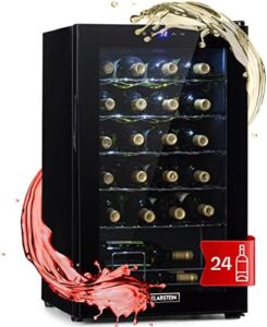 Cantinetta vino refrigerata con zona singola per vino rosso, bianco e birra, controlli touch e capacità 63L per esterno/interno.
