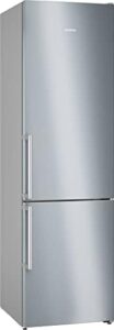 Frigorifero indipendente Siemens KG39NAIAT iQ500 con congelatore inferiore e acciaio inossidabile.