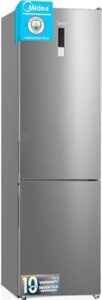 Frigorifero Midea MDRB424FGE02OE con congelatore e acciaio inox, 310 L, libera installazione.