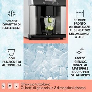 Klarstein Eiszeit macchina ghiaccio cubetti acciaio inox 3 forme 600g LCD