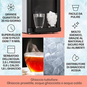 Klarstein Macchina Ghiaccio Secco 3L, cubetti grandi e piccoli, per casa, professionale, autopulente.