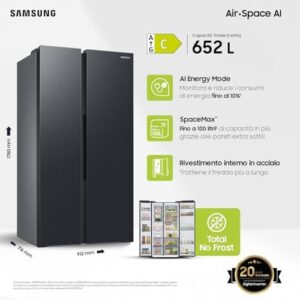 Samsung Frigorifero Side by Side RS66DG815CB1/EF, Smart Cooling, 652L, Antracite