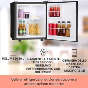 Mini frigo KLARSTEIN 30L portatile, ideale per ufficio, campeggio e skincare.