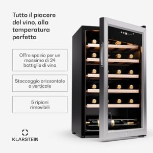 Frigorifero vini KLARSTEIN Shiraz Premium Smart 24, 24 bottiglie, regolabile, WiFi, LED.