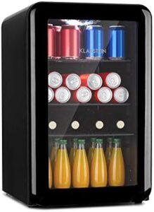 Frigorifero PopLife Klarstein, design retrò nero, 70L, porta a doppio vetro.
