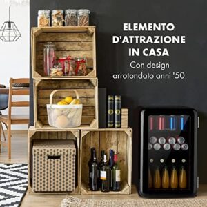 Frigorifero PopLife Klarstein, design retrò nero, 70L, porta a doppio vetro.