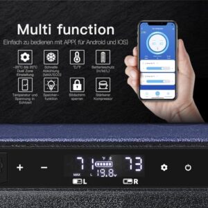 Frigorifero portatile AAOBOSI doppia zona con WiFi, ideale per auto, camion e viaggi.