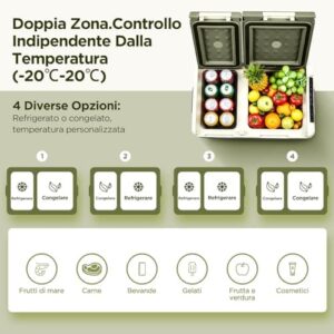 Frigorifero portatile AAOBOSI 33L doppia zona, doppio porte, ideale auto, camper e campeggio.