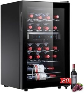 Frigorifero vino Kalamera 2 zone, pannello touch, porta vetro nero, capacità 20 litri
