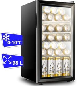 Cassary mini frigo da 68 litri, porta in vetro, silenzioso, a basso consumo.