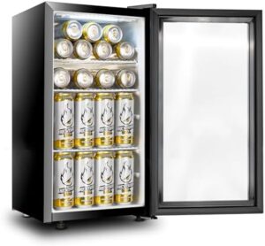 Cassary mini frigo da 68 litri, porta in vetro, silenzioso, a basso consumo.