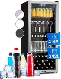 Klarstein mini frigo da camera per birra, portatile, 242L, porta vetro, ripiani removibili.