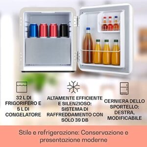 KLARSTEIN Mini Frigo Vintage 70L, frigorifero portatile, ideale per ufficio o campeggio.