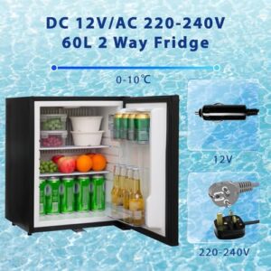 Frigorifero portatile 12V 220V 51L Smad Frigo, nero, silenzioso per camper, auto, hotel, ufficio.