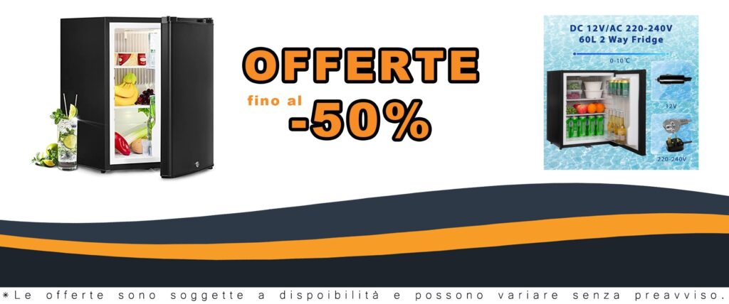Frigorifero Portatile 12V 220V 51L Smad Frigo Nero Silenzioso per Camper Ufficio Auto e Camera Hotel
