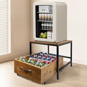 Supporto frigo retrò con cassetto, mini tavolo per cibi e oggetti.
