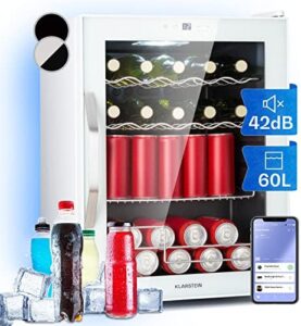 Mini frigo Klarstein Smart Mini, 60L, porta vetro, ripiani removibili, controllo app, 3-18°C.