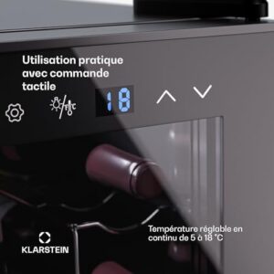 Klarstein Cantinetta Vino Refrigerata, 8 bottiglie, touch control, vetro.