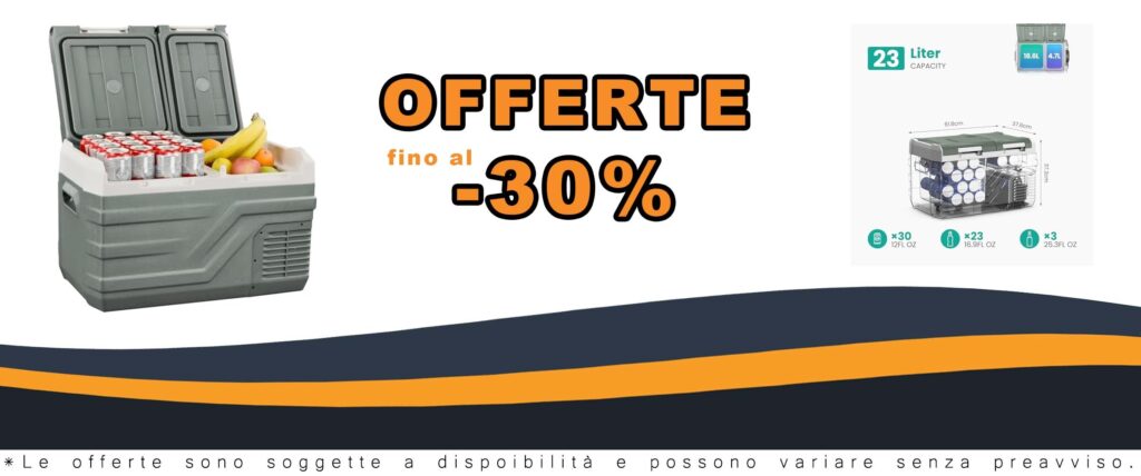 Fregorifero Portatile Elettrico 23L per Auto, 12V -24V DC e 100~240 Volt AC, Doppia Zona per Campeggio e Viaggi