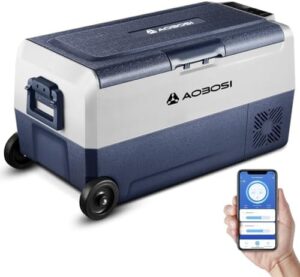 Frigo portatile AAOBOSI 36L, doppia zona, con WiFi, per auto, camper e barca.