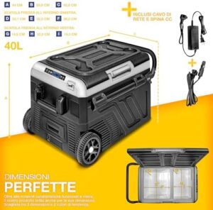 Frigorifero compressore Elettrico tillvex® 40 litri con controllo WiFi, porta USB, 12/24V 230V.