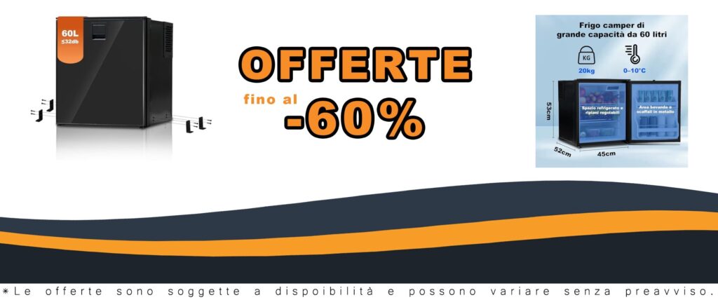 Frigorifero Portatile 12V 60L Silenzioso per Campeggio Auto Barca Caravan Camion con Luce 32dB