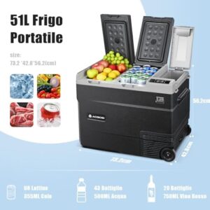 Frigo portatile AAOBOSI 51L, doppia zona -20℃ a 20℃, 12/24V e 100-240V.