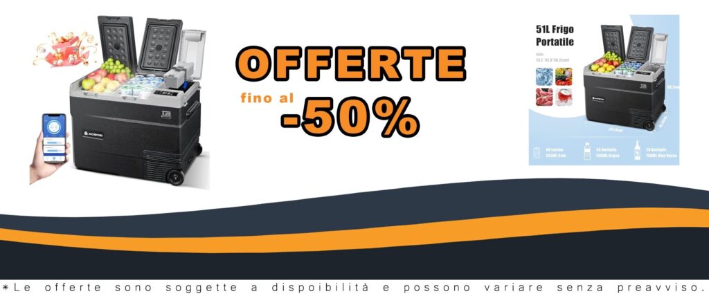 Frigo Portatile 51L con Doppia Zona di Stoccaggio e Regolazione Temperatura da -20 a 20 gradi Celsius per Auto, Camion e Case