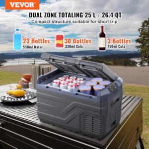 Frigorifero auto VEVOR 25l doppia zona, 12/24V e 100-240V, ideale campeggio e camper.