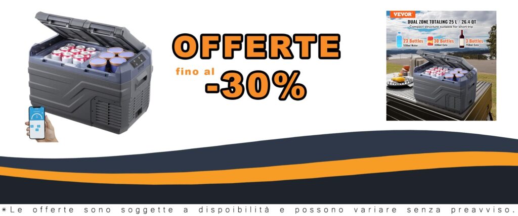 Frigorifero per Auto Congelatore Portatile 25L 12 Volt Raffreddamento Doppia Zona Campeggio Camper