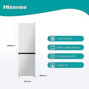 Hisense RB390N4AWE frigorifero bianco, libero installazione, No frost, multiflow, 302L.