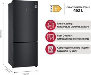 Frigorifero LG GBB569MCAMN No Frost 462L nero, Wi-Fi, Door & Linear Cooling