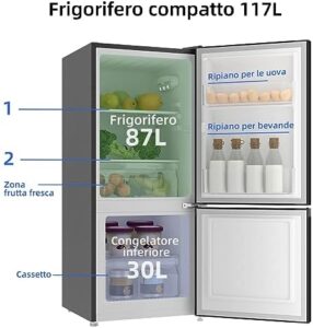 Frigorifero combinato CHiQ CBM117L42 inox, 117 litri, classe energetica E.