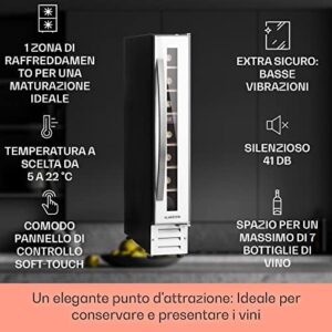 Cantinetta vino KLARSTEIN Design, 20L, 7 bottiglie, refrigerata, touch, rosso, bianco, birra