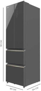 Cecotec Frigorifero 4 porte francesi 400L, vetro grigio, NoFrost, MultiAirFlow, Inverter.