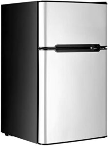 Mini frigo portatile con congelatore, 91L, doppia porta, grigio, dimensioni 48,5x49,5x86 cm.