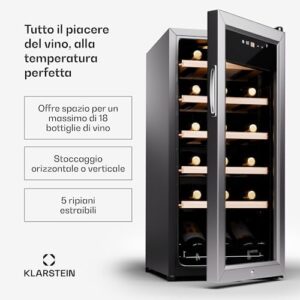 Cantinetta vino KLARSTEIN con porta in vetro, touch control e spazio per 18 bottiglie.
