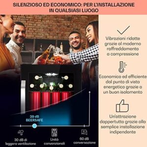 Min frigo KLARSTEIN 70L, silenzioso con ripiani removibili e porta in vetro.