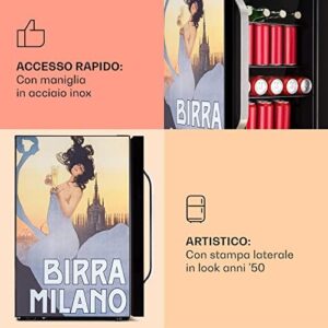 Min frigo KLARSTEIN 70L, silenzioso con ripiani removibili e porta in vetro.