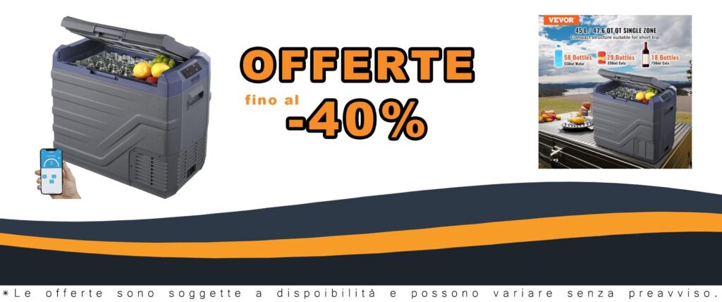 Frigorifero Portatile per Auto e Campeggio VEVOR 45L con Luce e Compressore 12/24V DC 100-240V AC