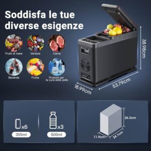 Frigorifero portatile auto AAOBOSI 8L, controllo manuale e app, 12/24V.