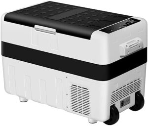 Mini frigo da 40L portatile, con ruote, maniglia e porta USB, per auto, barca e camper.