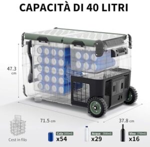 Frigo portatile 40L AAOBOSI, doppia zona -20 a 20°C, 12/24V AC/DC.