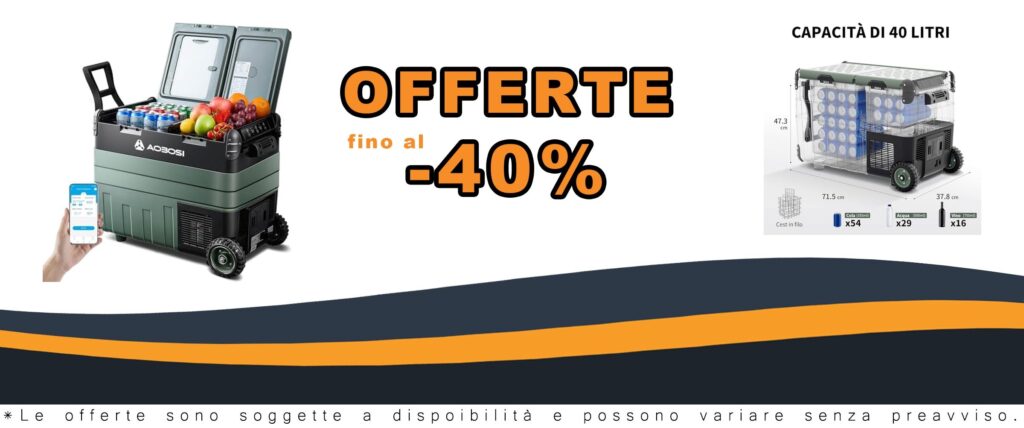 Frigo Portatile 40L Robusto per Auto Camion Barche Case Campeggio e Pesca Con Doppia Zona e Compressore