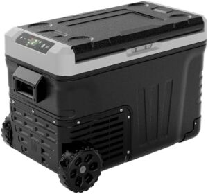 Frigorifero da auto EUHOMY 12V 53 litri, portatile con ruote e 2 cestelli.