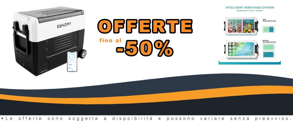 Frigoriferi Portatili da 12/24 Volt con Controllo APP per Auto Campeggio e Viaggi con Divisorio Rimovibile e 58 Litri di Capacità