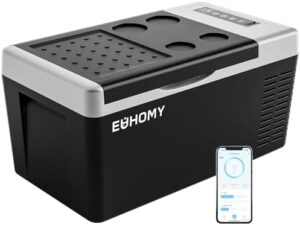 Frigorifero da auto EUHOMY 12V 18L con controllo app, compressore elettrico per campeggio.