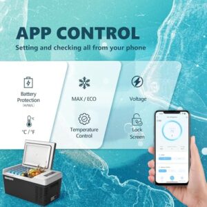 Frigorifero da auto EUHOMY 12V 18L con controllo app, compressore elettrico per campeggio.